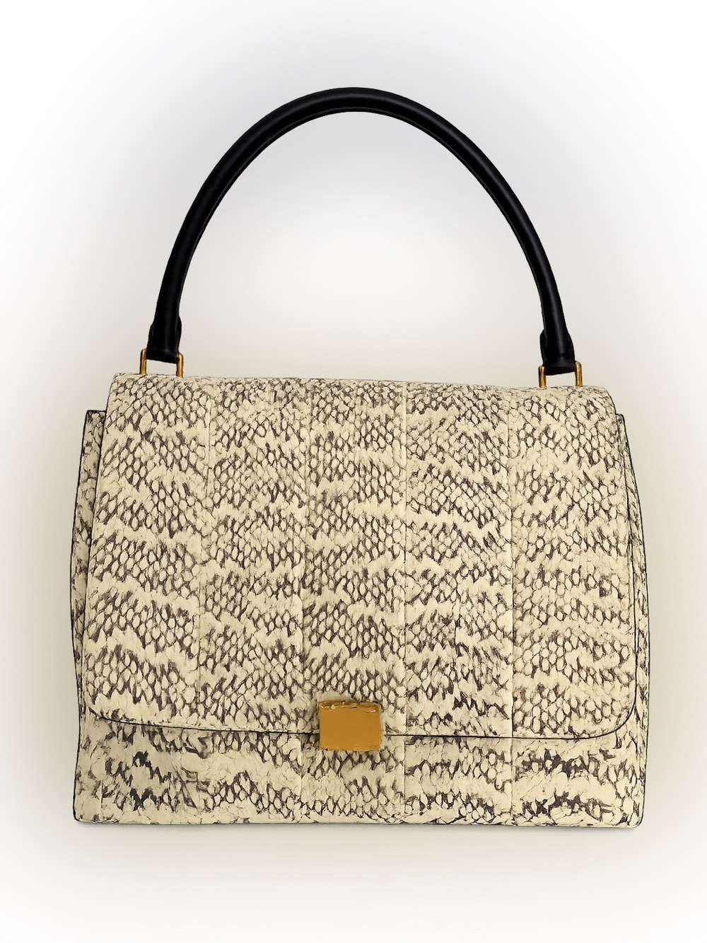 Céline Vintage Python Leather Structured Top Handle Shoulder Bag